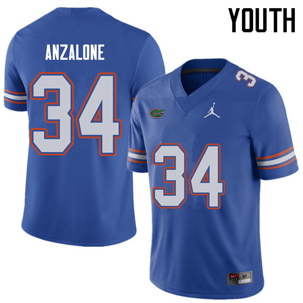 Jordan Brand Youth #34 Alex Anzalone Florida Gators College Football Jerseys Sale-Royal - Click Image to Close